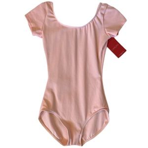 CAPEZIO Girls’ small (4-6) short sleeve ballet peach short sleeve leotard NWT